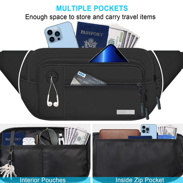 Lacdo Bum Bag for Travel Running Hiking Outdoor Sports Bag Waist Pack